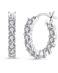 Genevive Jewelry - Silver Cz Hoops - Lyst