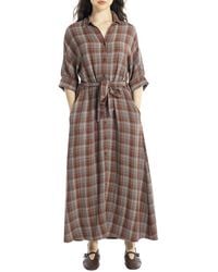 Max Studio - Large Roll Sleeve Belted Dress - Lyst