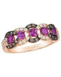 Le Vian - Le Vian Passion Ruby 14k Rose Gold 0.93 Ct. Tw. Diamond & Ruby Half-eternity Stackable Ring - Lyst