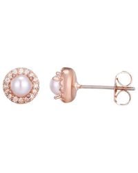 Adornia - 14K Rose Plated 3-4Mm Pearl Halo Stud Earrings - Lyst