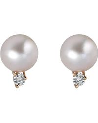 Belpearl 14k 0.14 Ct. Tw. Diamond & 8.5mm Pearl Earrings - Multicolour
