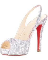 Christian Louboutin - Lana Vergine Very Prive Strass 120 Crystal Slingback Pump (Authentic Pre-Loved) - Lyst
