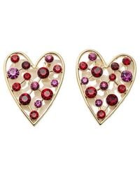 Carolina Herrera - Cz Crystal Heart Stud Earrings - Lyst