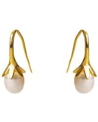 Ebru Jewelry - Pearl Collection 0.4Mm Pearl Drop Down Earrings - Lyst