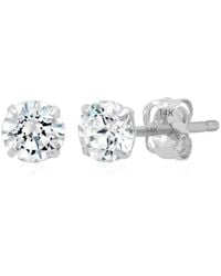 MaxColor - 14K Cz Stud Earrings - Lyst