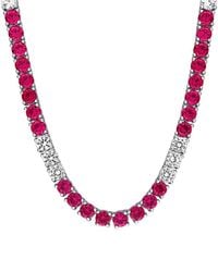 Rina Limor - 31.14 Ct. Tw. Lab-Grown Ruby And Sapphire Tennis Necklace - Lyst