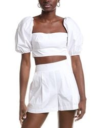 Susana Monaco - Poplin Puff Sleeve Crop Top - Lyst