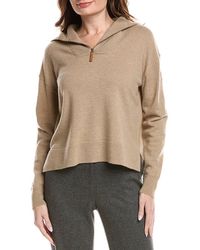 Lafayette 148 New York - Half Zip Collared Wool & Cashmere-blend Sweater - Lyst