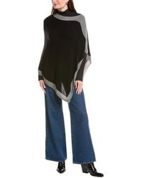 Forte - Contrast Trim 100% Cashmere Poncho - Lyst