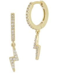 Chloe and Madison - 14k Over Silver Cz Lightning Huggie Earrings - Lyst