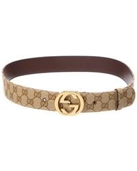 Gucci - Canvas & Leather Belt - Lyst
