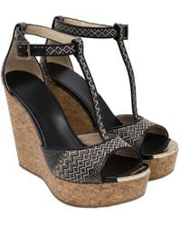 Jimmy Choo - Leather Pela Cork Wedge T-Strap Sandal (Authentic Pre- Loved) - Lyst