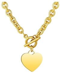 Liv Oliver - 18k Plated Heart Charm Necklace - Lyst