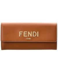 Fendi - Ff Leather Continental Wallet On Chain - Lyst