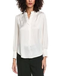 Anne Klein - Petite V-Neck Pleat Front Blouse - Lyst