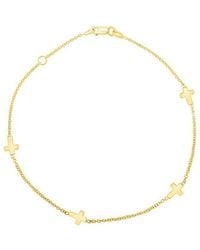 Italian Gold - 14K Cross Station Anklet - Lyst