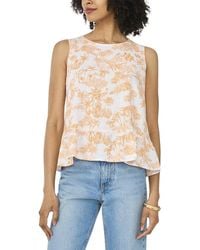 Vince Camuto - Ruffle Peplum Linen-Blend Top - Lyst