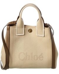 Chloé - Carry Small Canvas & Leather Tote - Lyst