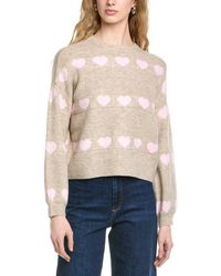 Cece - Heart Jacquard Crew Sweater - Lyst