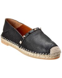 Valentino Rockstud Leather Espadrille - Black