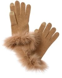 Sofiacashmere - Fur-Trimmed Touchscreen Cashmere Gloves - Lyst