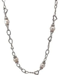 Gemstones - 0.20 Ct. Tw. Diamond & 6-7Mm Pearl Necklace - Lyst
