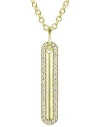 Rachel Glauber - 14k Plated Cz Long Bar Pendant Necklace - Lyst
