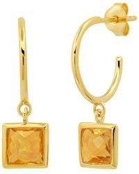 MAX + STONE - Max + Stone 14k Over Silver 1.70 Ct. Tw. Citrine Half Hoop Earrings - Lyst