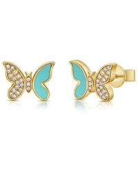 Sabrina Designs - 14k 0.53 Ct. Tw. Diamond & Turquoise Butterfly Earrings - Lyst