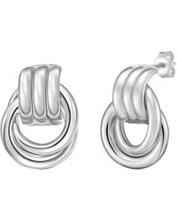Italian Silver - Italian Multi Row Door Knocker Earrings - Lyst