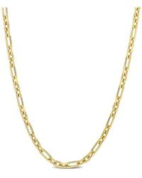 Italian Silver - 18K Over Diamond-Cut Figaro Chain Necklace - Lyst