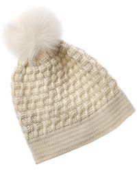 Forte - Lux Cable Pompom Wool & Cashmere-blend Hat - Lyst