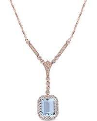 Diamond Select Cuts - 14K Rose 6.13 Ct. Tw. Diamond & Aquamarine Necklace - Lyst