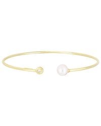 Italian Gold - 14K 0.04 Ct. Tw. Diamond Pearl Bracelet - Lyst