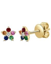 Sabrina Designs - 14K 0.22 Ct. Tw. Diamond & Sapphire Flower Studs - Lyst