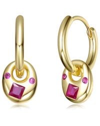 Rachel Glauber - 14K Plated Cz Hoop Earrings - Lyst