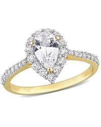 Rina Limor - Gold Over Silver 1.94 Ct. Tw. Sapphire Halo Ring - Lyst