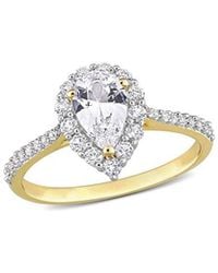 Rina Limor - Gold Over Silver 1.94 Ct. Tw. Sapphire Halo Ring - Lyst