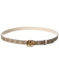 Gucci - Gg Marmont Thin Reversible Gg Supreme Canvas & Leather Belt - Lyst