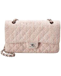 Chanel Pink Quilted Tweed Medium Double Flap Bag
