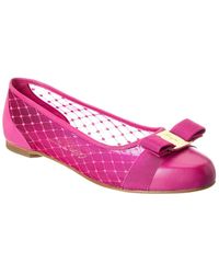 Ferragamo - Varina Mesh & Leather Flat - Lyst