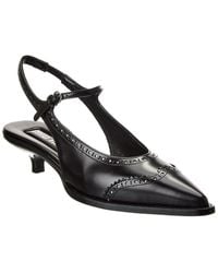 Miu Miu - Brogue Leather Slingback Pump - Lyst