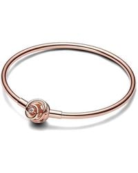 PANDORA - Moments 14K Rose Plated Cz Bracelet - Lyst