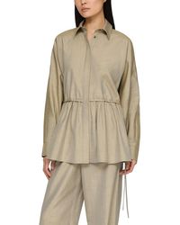 Lafayette 148 New York - Gathered Waist Tie Detail Silk Shirt - Lyst
