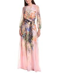 Teri Jon - Chiffon Floral Maxi Gown - Lyst