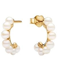 PANDORA - Timeless 14K Plated Pearl Earrings - Lyst