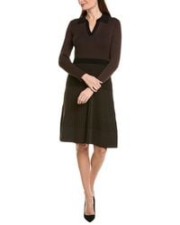 Sharagano - Long Sleeve Midi Dress - Lyst