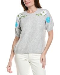 Cece - Flower Embroidery Pull Over Wool-Blend Blouse - Lyst