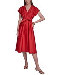 Halston - Cotton Sateen Midi Shirt Dress - Lyst