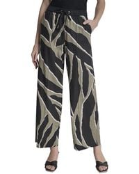 DKNY - Printed Linen-Blend Drawstring Pant - Lyst